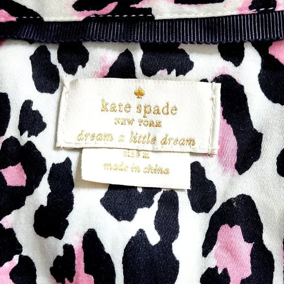 Kate Spade NY Black Pink Leopard Print Pajama Top Cotton - Picture 4 of 7